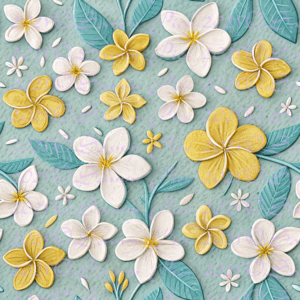 Clay Flowers White And Yellow On Pastel Blue