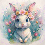 Bunny With Flowers Around Head
