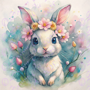 Bunny With Flowers Around Head