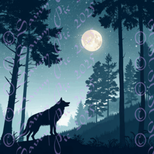 Dark Wolf At Night