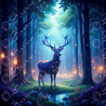 Deer In a Magical Forest At Night
